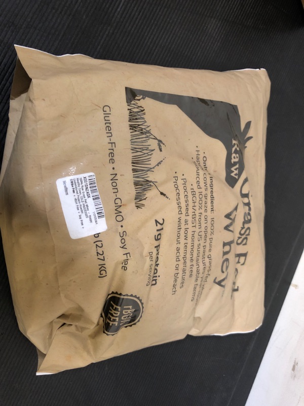 Photo 2 of exp date 03/2026    Raw Grass Fed Whey 5LB - Happy Healthy Cows, COLD PROCESSED Undenatured 100% Grass Fed Whey Protein Powder, GMO-Free + rBGH Free + Soy Free + Gluten Free, Unflavored, Unsweetened (5 LB BULK, 90 Serve) Unflavored 5 Pound (Pack of 1)