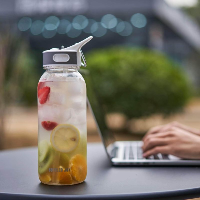 Photo 1 of 30oz Tritan Water Bottle With Straw And Motivational Time Marker, 