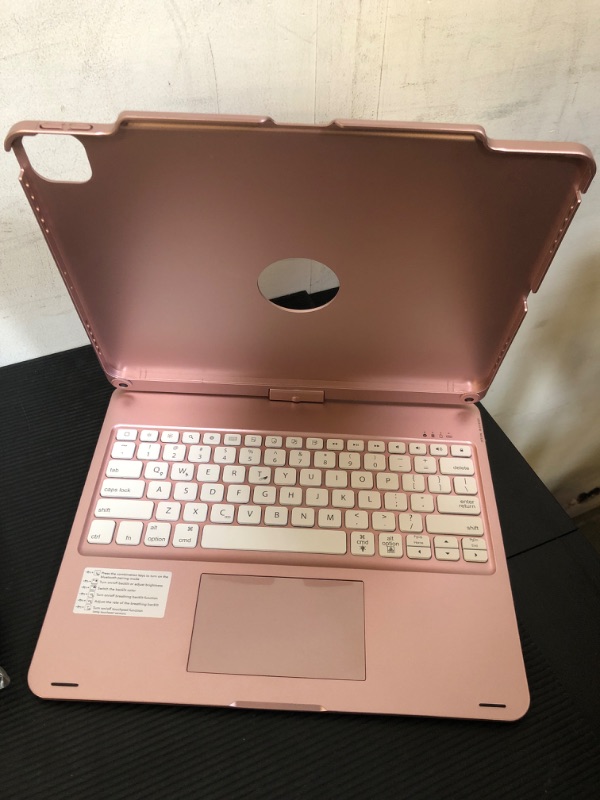 Photo 2 of iPad Pro 12.9 inch 6th Generation 2022 Case with Keyboard and Touchpad, Compatible with iPad Pro 12.9-inch 5th Gen 2021/4th Gen 2020/3rd Gen 2018, Rainbow Backlits & Apple Pencil Charging - Rose Gold