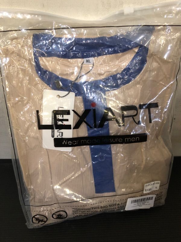 Photo 2 of 3xl  Lexiart Men's Henley Shirts Long Sleeve Fashion Basic Button T-Shirt Cotton Casual Shirt 3X-Large Beige