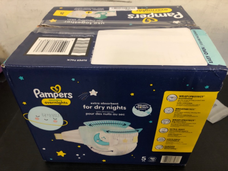 Photo 3 of Pampers Swaddlers Diapers, Overnights, 5 (27+ lb), Super Pack - 50 diapers