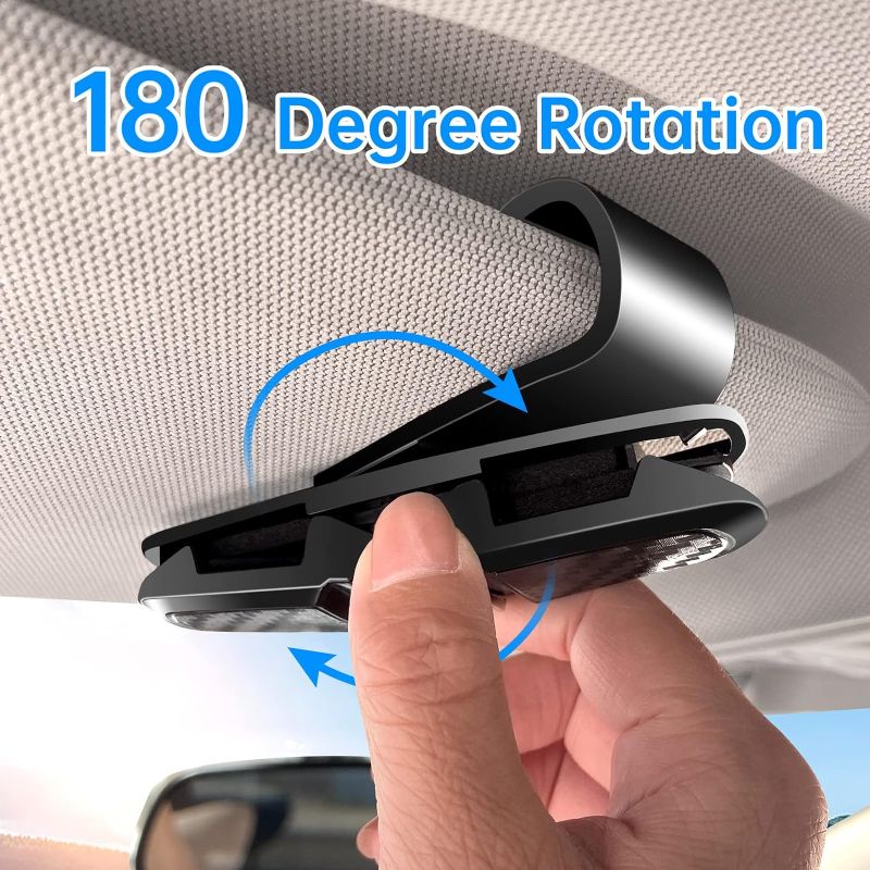 Photo 1 of Car Glasses Holder, Car Sun Visor Rotatable Eyeglasses Sunglasses Holder with Ticket Card Clip - 2 Pack  