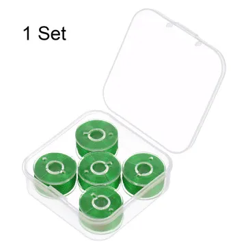 Photo 1 of Prewound Bobbin Thread Set of 5pcs with Storage Plastic Case for Embroidery and Sewing Machine Green