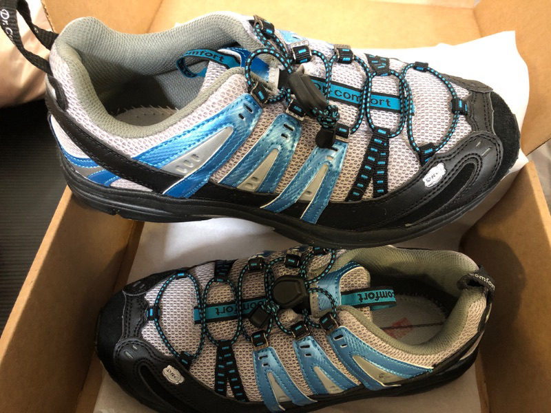 Photo 2 of 9.5xw Dr. Comfort Performance Men's Athletic Shoe: Metallic/Blue Elastic & Standard Laces
