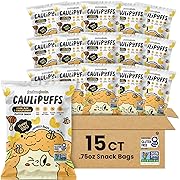 Photo 1 of exp date 09/2024--Honey BBQ CauliPuffs - Corn, Rice, and Cauliflower Gluten Free Puffed Snack (Box of 15, 0.75oz bags)