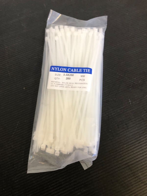 Photo 2 of 200PCS Zip Ties, JHXTZ Multi-Purpose Cable Ties White 8 Inch, Self-Locking Ziptie for Office and Home, Plastic Ties Small Zipties Cable Tie Wraps(Can bear 40lb) 8Inchs White-200piece