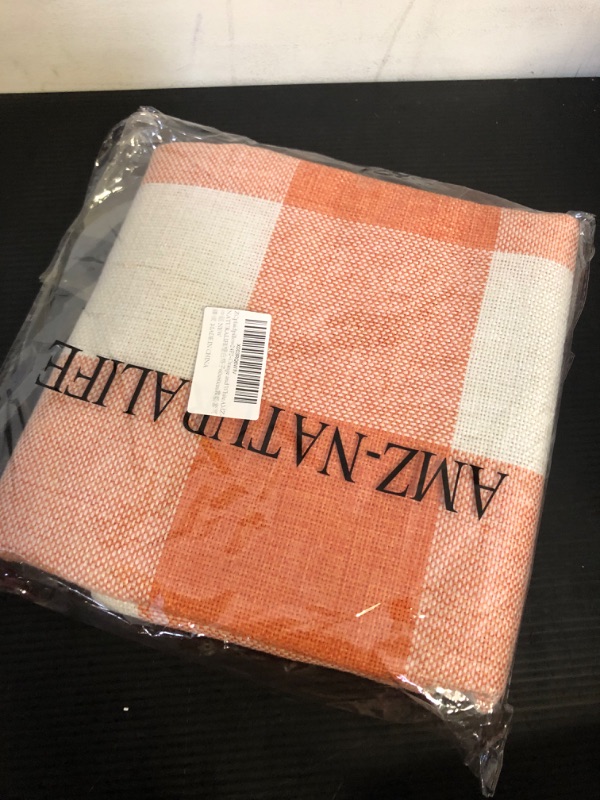 Photo 2 of 12x20 Set of 2 Orange White Lumbar Throw Pillow Covers Outdoor Fall Buffalo Plaids Front Porch Decorative Gingham Cushion Cases Farmhouse Rustic Checked Home Decor for Bedroom Sofa Plaids: Orange & White 2 pieces,12"x20"