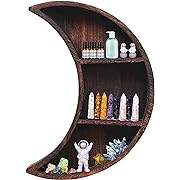 Photo 1 of LKMANY Moon Shelf Room Decor,Crystal Shelf, Reversible Wooden Essential Oil Shelf,Wall Mounted Floating Shelves,(Burnt Color,3 Layers,16 in Height)