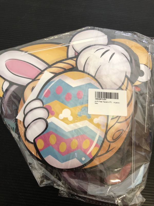 Photo 1 of Auirre Cartoon Mouse Bunny Easter Tree Topper Head Arms and Legs, Rabbit Ears Eggs Basket Decorative Tree Ornaments Decor, Chicken Shoes Indoor Home Decorations Party Supplies Easter Mouse