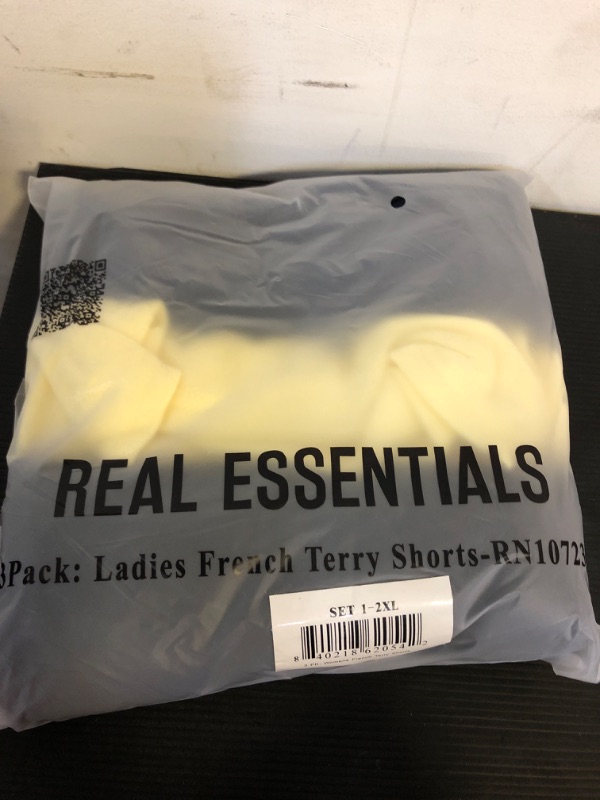 Photo 1 of Size 2XL---Real Essentials 3 Pack: Womens Cotton French Terry 9" Bermuda Short Pockets-Casual Lounge Athletic 