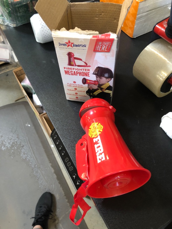 Photo 2 of Dress Up America Pretend Play Firefighter Megaphone with Siren Sound for Kids