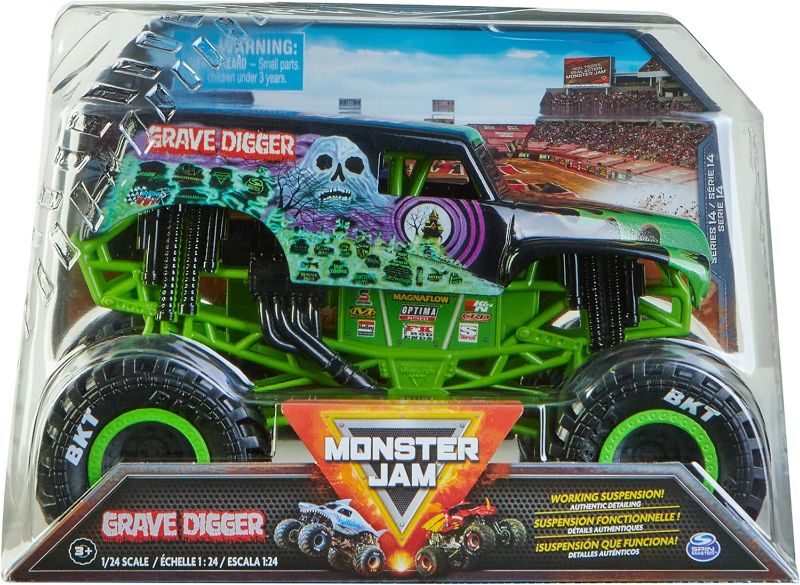 Photo 1 of Monster Jam, Official Grave Digger (Green/Black) Monster Truck, Collector Die-Cast Vehicle, 1:24 Scale, Kids Toys for Boys Ages 3 and up

