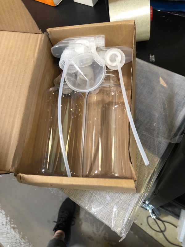Photo 1 of Plastic Spray Bottles Empty Spray Bottle 16.9oz/500ml 2 Pack Heavy Duty Spraying Bottles Mist/Stream Water Bottle for Cleaning Solutions, Plants, Pet, Essential Oils, Hair, Cooking (Clear)