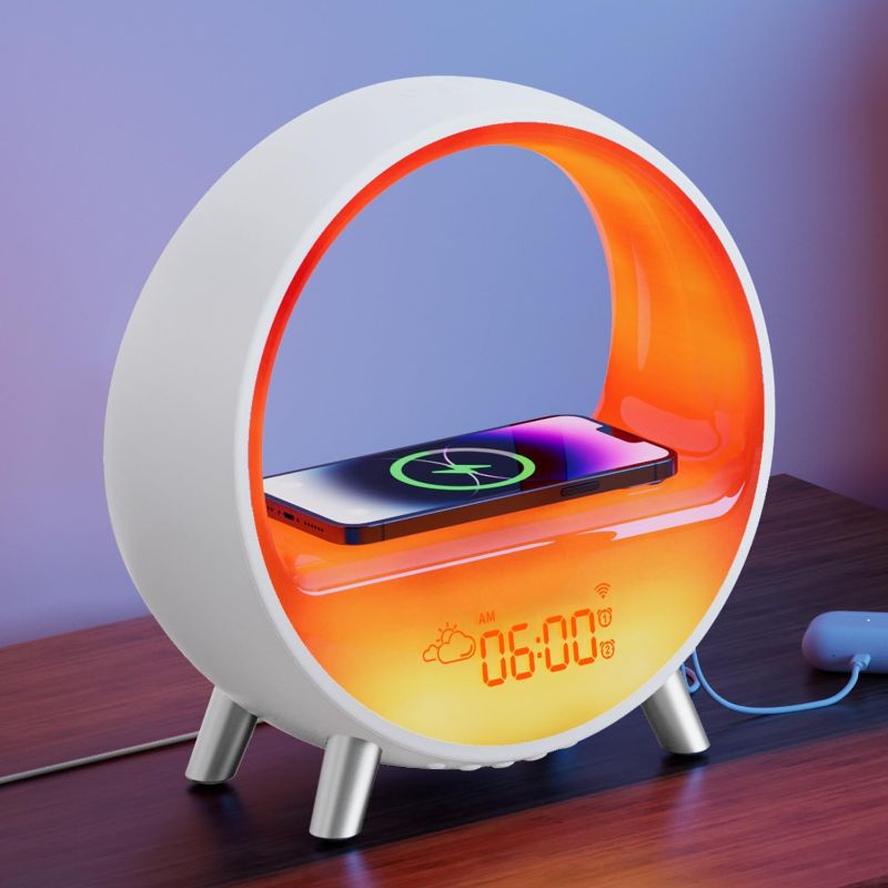 Photo 1 of Dekala Arches White Noise Sleep Soothing Sound Machine Sunrise Alarm Clock with Wireless Charging Bluetooth Speaker Night Light for Adults Touch/App Control Work with Alexa?2.4G WiFi Required?
