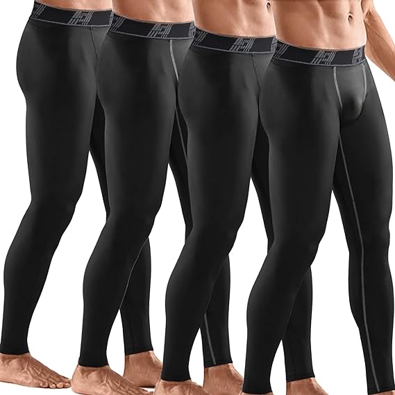 Photo 1 of HOPLYNN 4 Pack Compression Pants Tights Leggings Men, Winter Baselayer for Running Workout Sports Yoga
med 