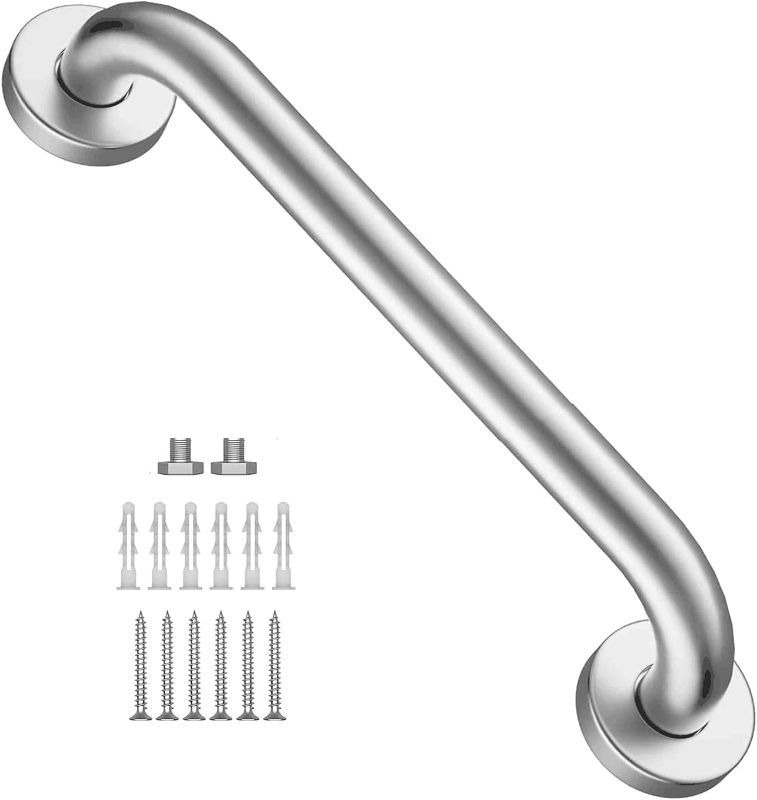 Photo 1 of 12 Inch Shower Grab Bar Satin Brushed Nickel, ZUEXT Stainless Steel Safety Grab Bar Handle, Bathroom Balance Bar, Safety Hand Rail Support - Handicap, Elderly, Injury, Senior Assist Bath Handle
