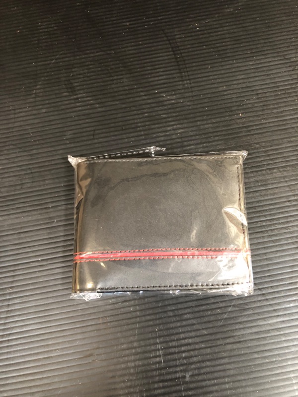 Photo 1 of Red Stripe Men's leather Wallet Black