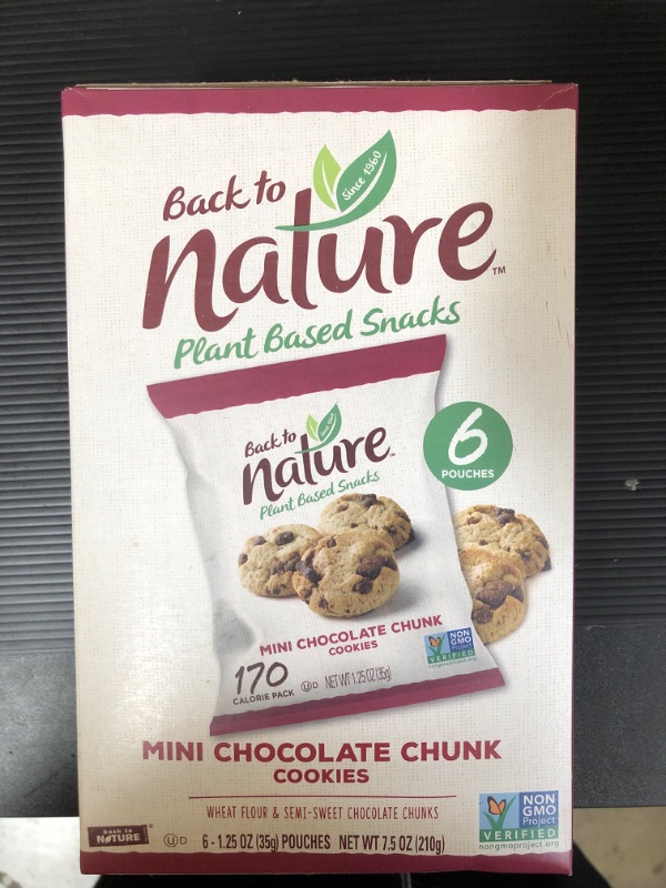 Photo 2 of Back to Nature Mini Chocolate Chunk Cookie, 1.25 Ounce - 6 packs per box - 2 Boxes