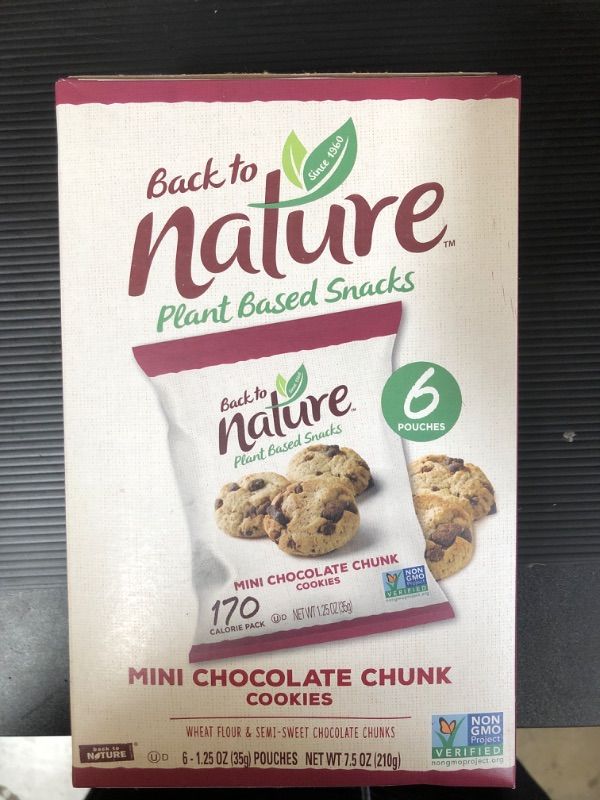 Photo 1 of Back to Nature Mini Chocolate Chunk Cookie, 1.25 Ounce - 6 packs per box - 2 Boxes