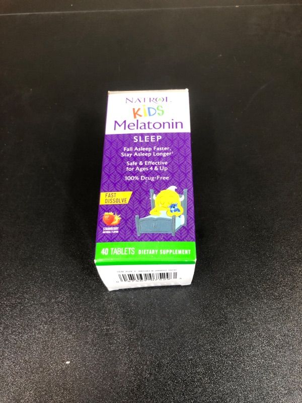 Photo 2 of Natrol Kids 1mg Melatonin Fast Dissolve Sleep Aid Tablets, with Lemon Balm, Supplement for Children Ages 4 and up, Drug Free, Dissolves in Mouth, 40 Strawberry Flavored Tablets Expires Sep 30 2024