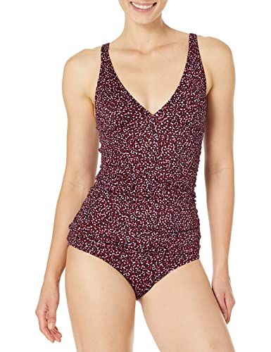 Photo 1 of Amazon Essentials Women's Tankini Swim Top (Available in Plus Size), Brick Red Leopard, X-Small
