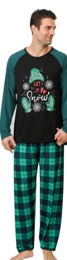 Photo 1 of VNVNE MENS Christmas Pjs Matching Set Holiday Xmas Tree Reindeer Plaid Pajamas Sleepwear 25Loungewear(Men,L,Snow Plaid)
