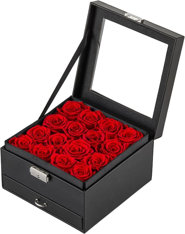 Photo 1 of 16-Piece Forever Flowers for Delivery Prime Christmas GiftsPreserved Red Roses That Last A Year