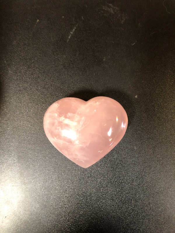Photo 1 of  Rose Quartz Heart Pink Quartz Healing Gemstone Love Carved Polished Carved Palm Worry Stone