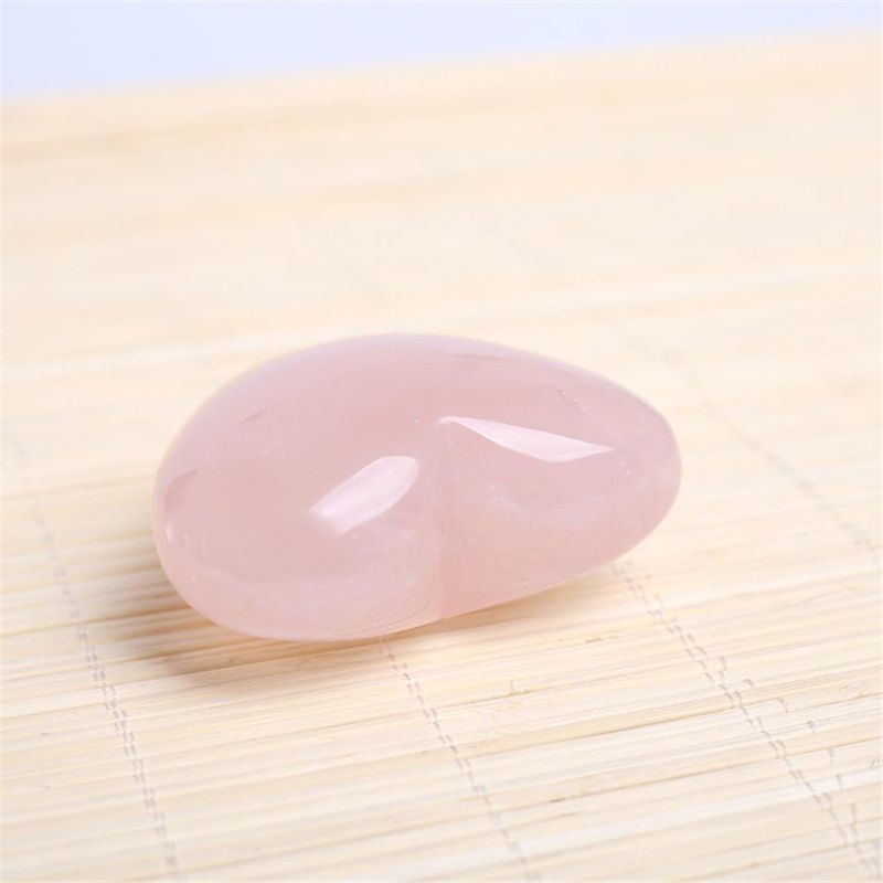 Photo 1 of  Rose Quartz Heart Pink Quartz Healing Gemstone Love Carved Polished Carved Palm Worry Stone