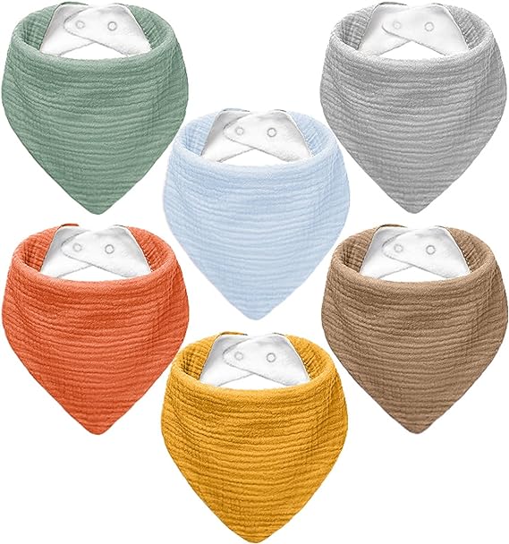 Photo 1 of Romart Muslin Bibs for Baby Girl - Super Absorbent Cotton Bibs for Baby Boy Solid Color Baby Bibs for Teething and Drooling