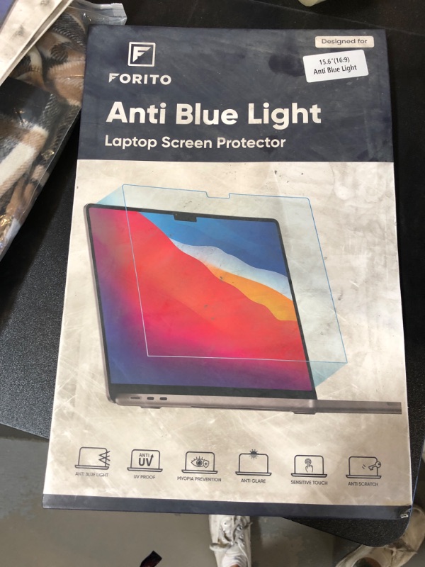 Photo 2 of 2-Pack 15.6 Inch Laptop Screen Protector -Blue Light and Anti Glare Filter, FORITO Eye Protection Blue Light Blocking & Anti Glare Screen Protector for 15.6" with 16:9 Aspect Ratio Laptop