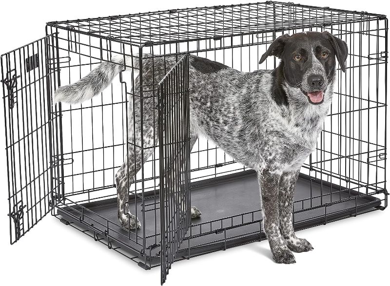 Photo 1 of MidWest Homes for Pets Newly Enhanced Double Door iCrate Dog Crate, Includes Leak-Proof Pan, Floor Protecting Feet, Divider Panel & New Patented Features
 - Color:Black
Size:36.6"L x 21.9"W x 24.5"H