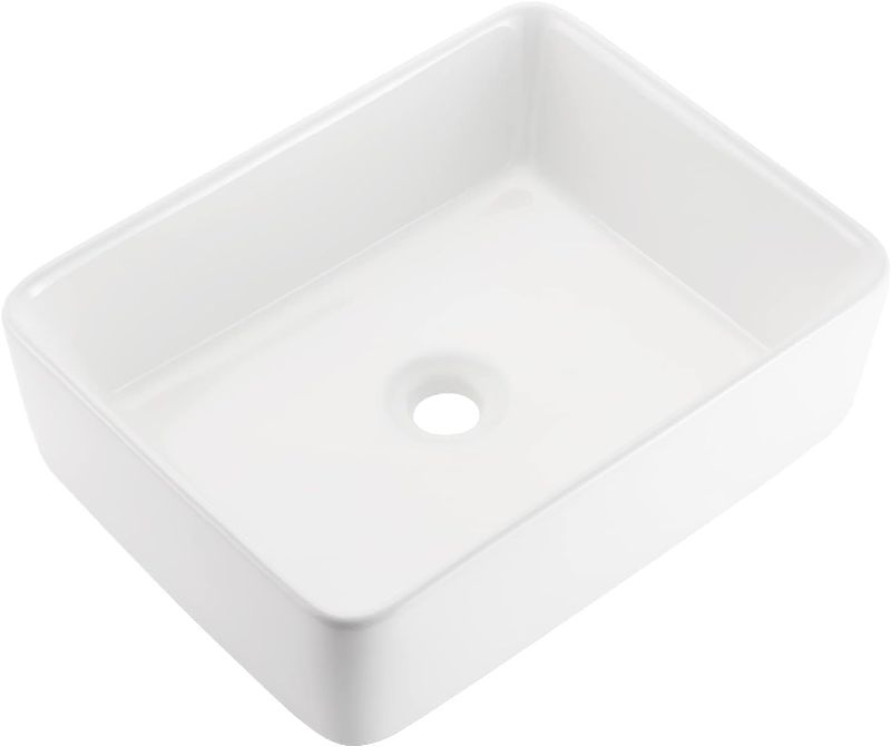 Photo 1 of 
KES Bathroom Vessel Sink White Rectangle Above Counter Countertop Porcelain 19 Inches Ceramic Bowl Vanity Sink, BVS110
Style:19" x 14.6" Rectangle
Color:White
