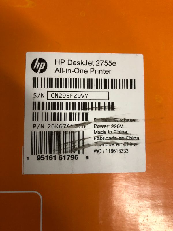 Photo 2 of HP DeskJet 2755e Wireless Color inkjet-printer, Print, scan, copy, Easy setup, Mobile printing, Best-for home, Instant Ink with HP+,white
