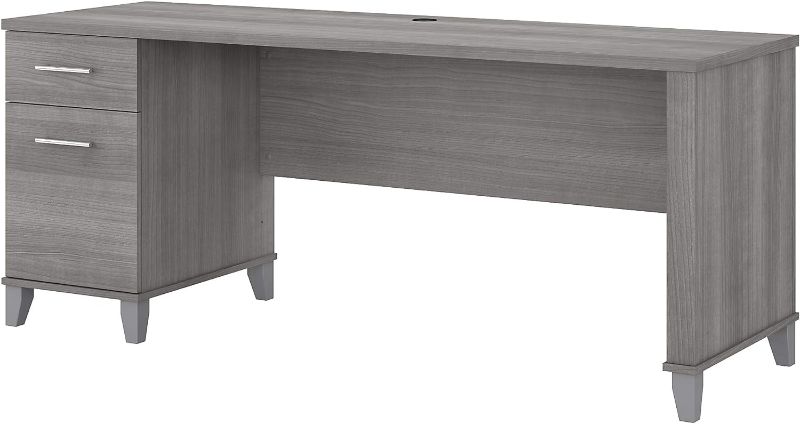 Photo 1 of Bush Furniture Somerset Computer Desk with Drawers Office Desk for Home Workspace in Platinum Gray 72W Large Desk

