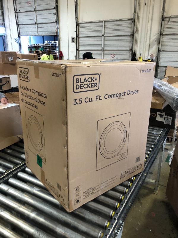 Photo 3 of BLACK+DECKER BCED37 Portable Dryer, Small, 4 Modes, Load Volume 13.2 lbs., White