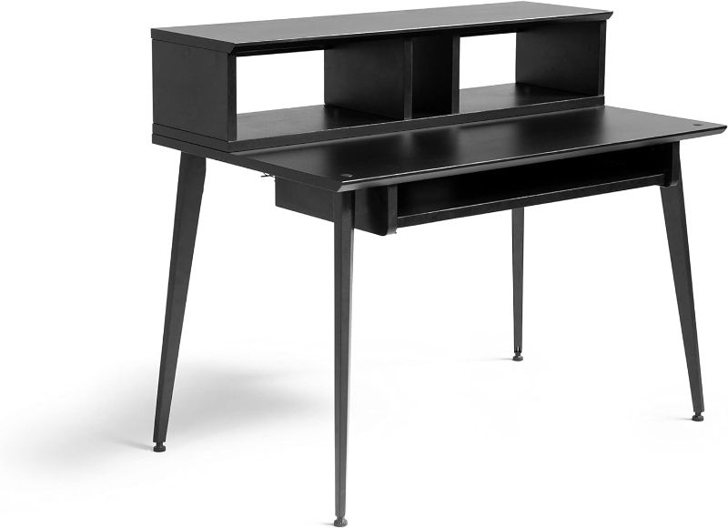 Photo 1 of Gator Frameworks Elite Series Studio Desk Workstation with (8U) Adjustable Rack Shelves and Sliding Keyboard Tray Black
