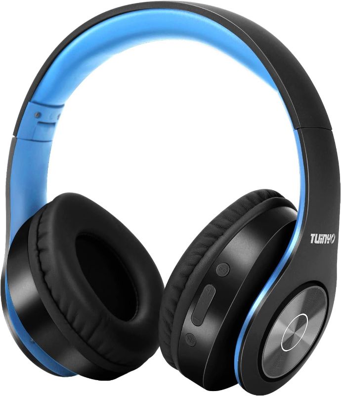 Photo 1 of TUINYO Bluetooth Headphones Wireless, Over Ear Stereo Wireless Headset 40H Playtime with deep bass, Soft Memory-Protein Earmuffs, Built-in Mic Wired Mode PC/Cell Phones/TV-Black/Blue …
