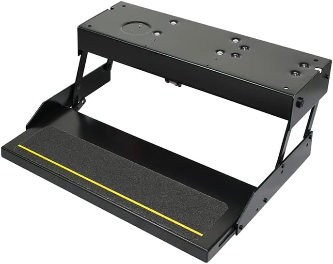 Photo 1 of Lippert Components Kwikee 28 Series Electric Step Frame Assembly for RV, Travel Trailers, and Motorhomes, Hidden Light, 8.5" Step Rise, Anti-Slip Surface, Heavy-Gauge Steel Construction - 3747457
