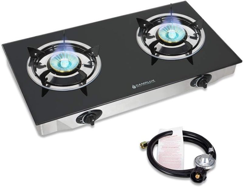 Photo 1 of Camplux Propane Gas Cooktop Tempered Glass Double Burners Stove Auto Ignition LPG
