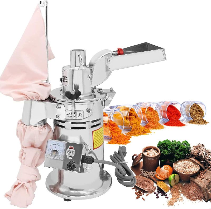 Photo 1 of CGOLDENWALL DF-15 Hammer Mill Grinder Commercial Electric Herb Grinder Mill Industrial Automatic Continuous Spice Hammer Grain Mill Pulverizer Capacity 33 Pounds Per Hour Rotate Speed 20000r/min 110V
