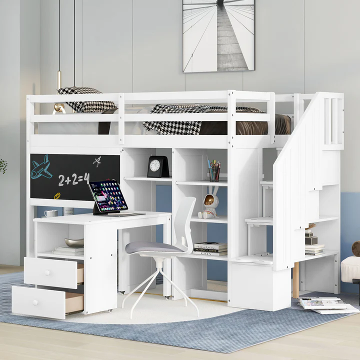 Photo 1 of **only box 3 being sold. missing box 1 and 2**
Twin Size Loft Bed with Pullable Desk and Storage - white
