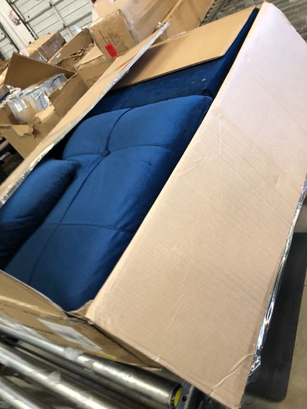 Photo 2 of XSPRACER Convertible Sleeper Chair Bed 3 in 1, Adjustable Recliner,Armchair, Sofa, Bed, Flannel, Dark Blue, Single One Flannel - Dark Blue