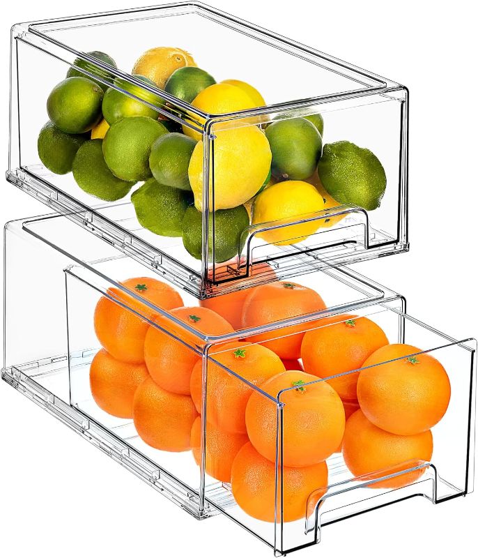 Photo 1 of Sorbus Fridge Drawers - Clear Stackable Pull Out Refrigerator Organizer Bins - Food Storage Containers for Kitchen, Refrigerator, Freezer, Vanity & Fridge Organization and Storage (2 Pack | Medium)