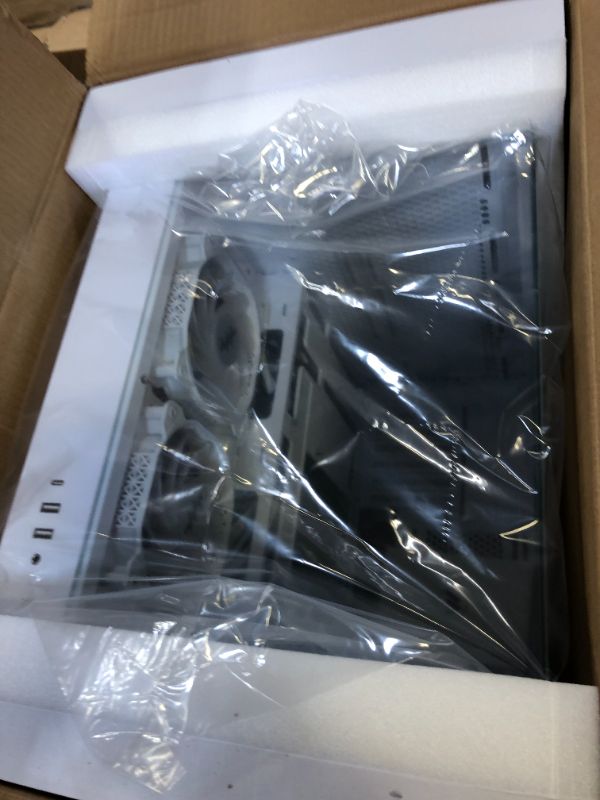 Photo 1 of MUSETEX ATX PC Case,5 PWM ARGB Fans Pre-Installed,360MM RAD Support,Type-C Gaming PC Case,270° Full View Tempered Glass Mid Tower PC Case,Pure White ATX Computer Case,Y6
