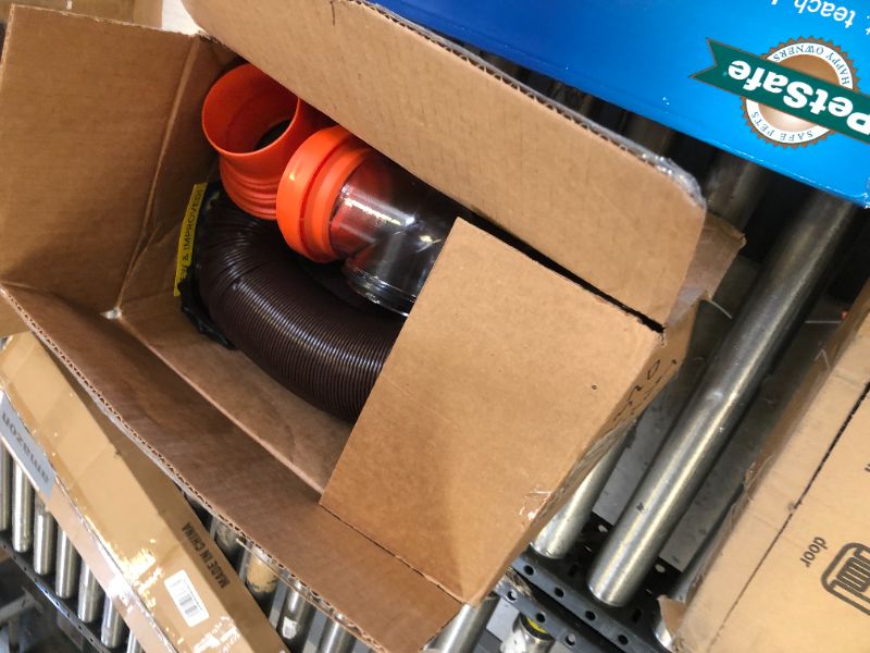 Photo 2 of Camco RhinoFLEX 15Ft Sewer Hose Kit — Includes 4-in-1 Adapter, Clear Elbow, & Caps — Connects to 3? Slip & 3?, 3 1/2?, 4? NPT Threaded Sewer Connections (39770)
