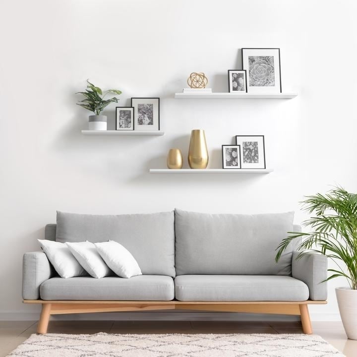 Photo 1 of Delta Slim Floating Wall Shelves Set of 2 36 in. X 8 in. X .5 in. White
