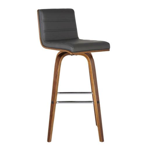 Photo 1 of Vienna 26" Counter Height Barstool in Walnut Wood Finish with Grey Faux Leather
