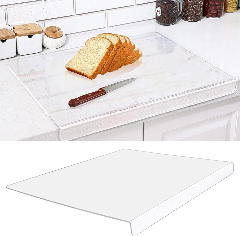 Photo 1 of Acrylic Cutting Boards for Kitchen Counter?Clear Cutting Board for Countertop with Lip, Upgraded Thicker Non-Slip Transparent Acrylic Cutting Board for Countertop for Home (18 * 14in) (Large)