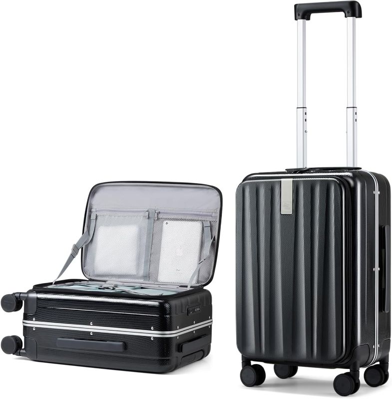Photo 1 of Hanke 20 Inch Carry-On Luggage PC Hard Shell Suitcase with Wheels, Jet Black
